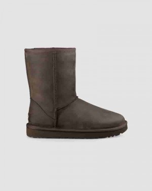 Botas UGG Classic Short Leather Mujer Chocolate | COS8540G