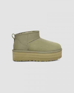 Botas UGG Classic Ultra Mini Platform Niños Verde Oliva | COB8713E