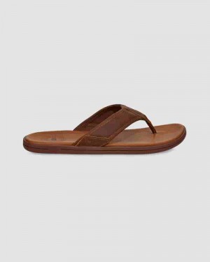 Sandalias UGG Seaside Leather Flip Flop Hombre Cafe | COC8654T