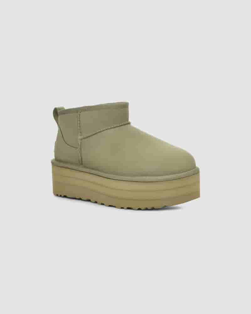 Botas UGG Classic Ultra Mini Platform Mujer Verde Oliva | COM8554Q