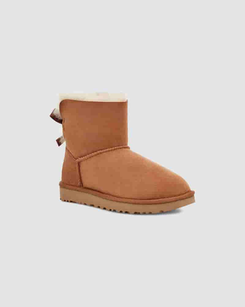 Botas UGG Mini Bailey Bow II Mujer Cafe | COQ8528M