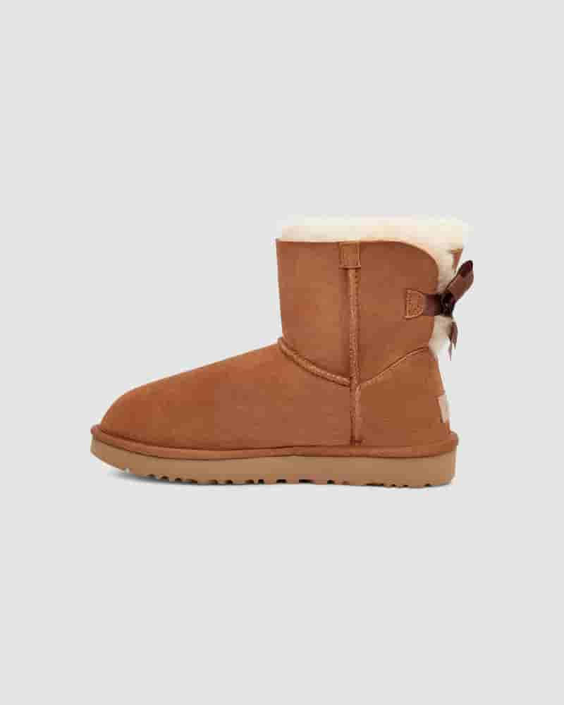 Botas UGG Mini Bailey Bow II Mujer Cafe | COQ8528M