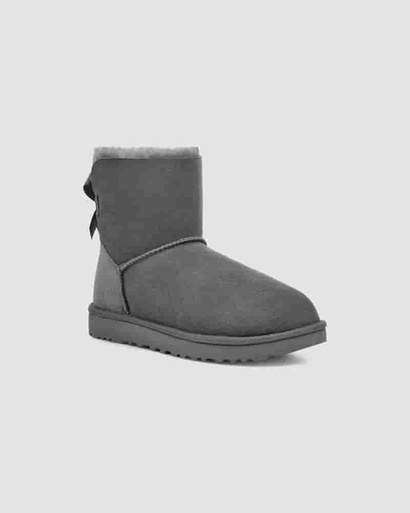 Botas UGG Mini Bailey Bow II Mujer Gris | COQ8529M