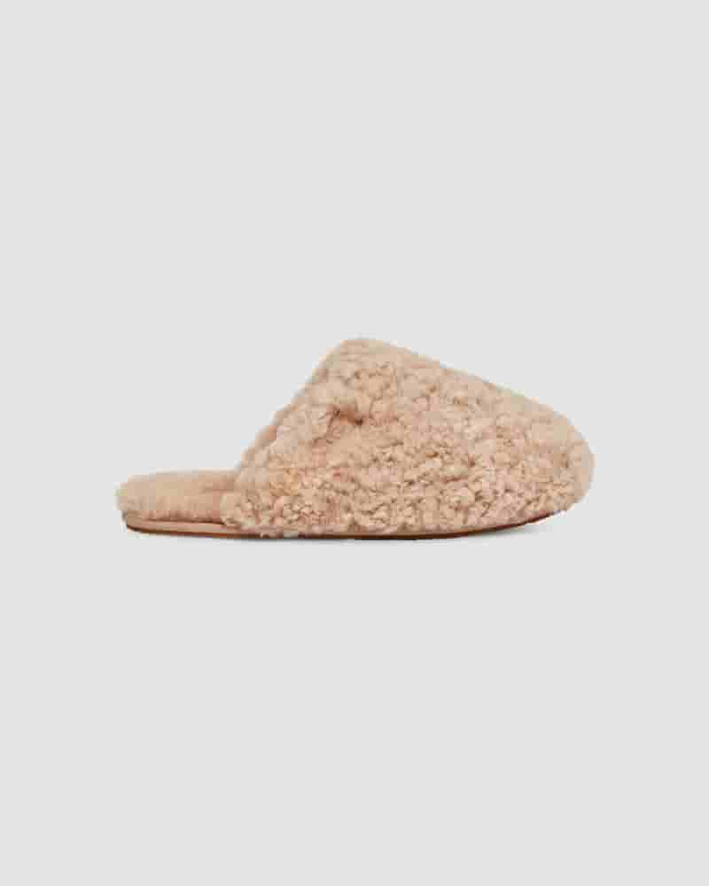 Pantuflas UGG Maxi Curly Slide Mujer Marrones | COM8607Q