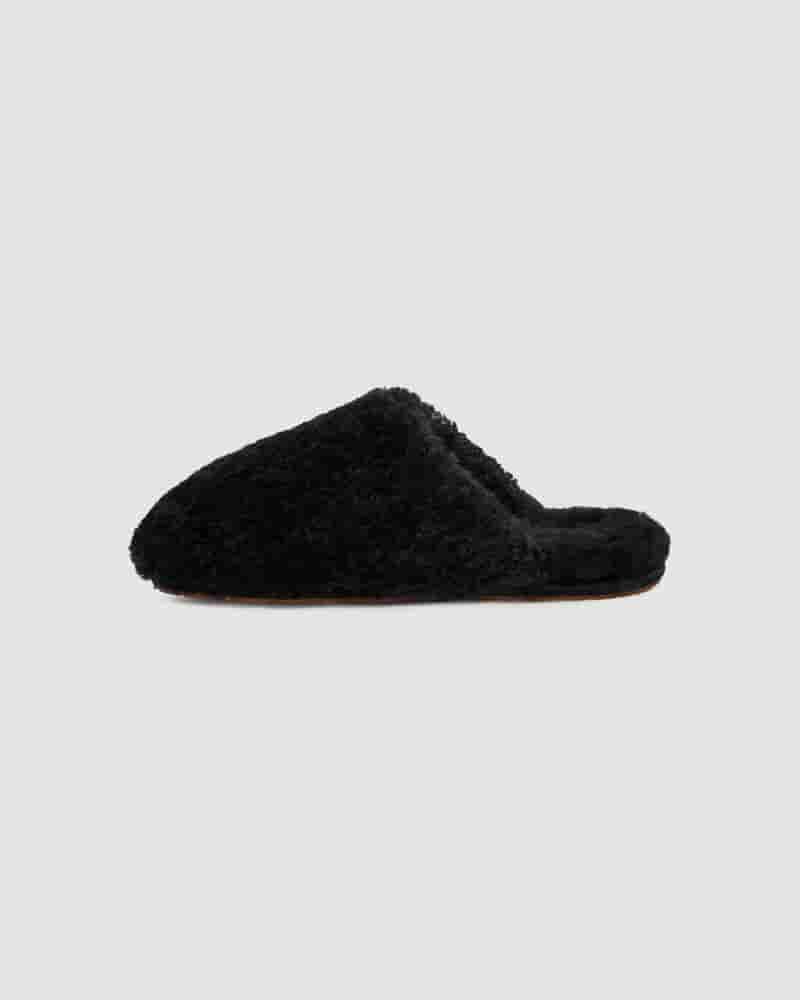 Pantuflas UGG Maxi Curly Slide Mujer Negras | COM8606Q