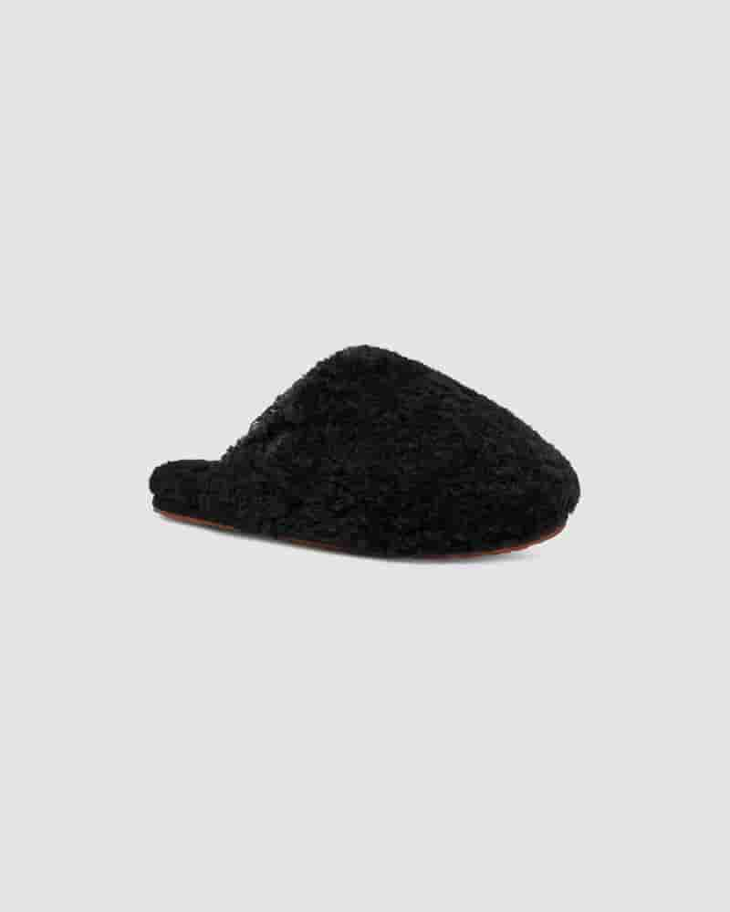 Pantuflas UGG Maxi Curly Slide Niños Negras | COX8716Y