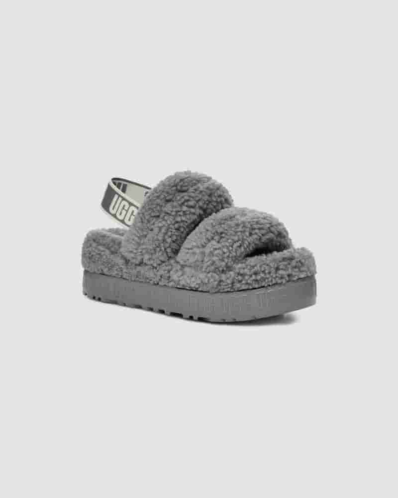 Pantuflas UGG Oh Fluffita Mujer Plateadas | COV8603R