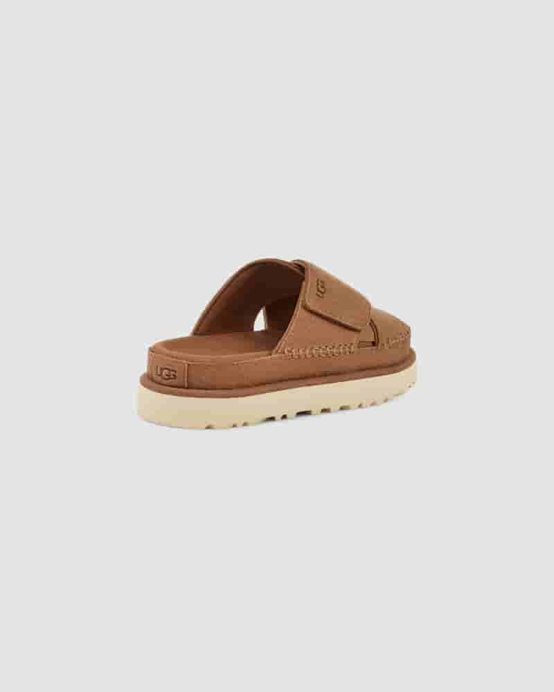 Sandalias UGG Goldenstar Cross Slide Mujer Cafe | COJ8564P