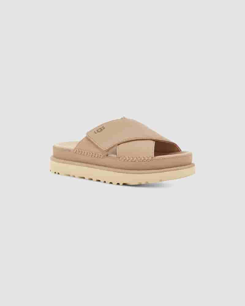 Sandalias UGG Goldenstar Cross Slide Mujer Marrones | COH8565A