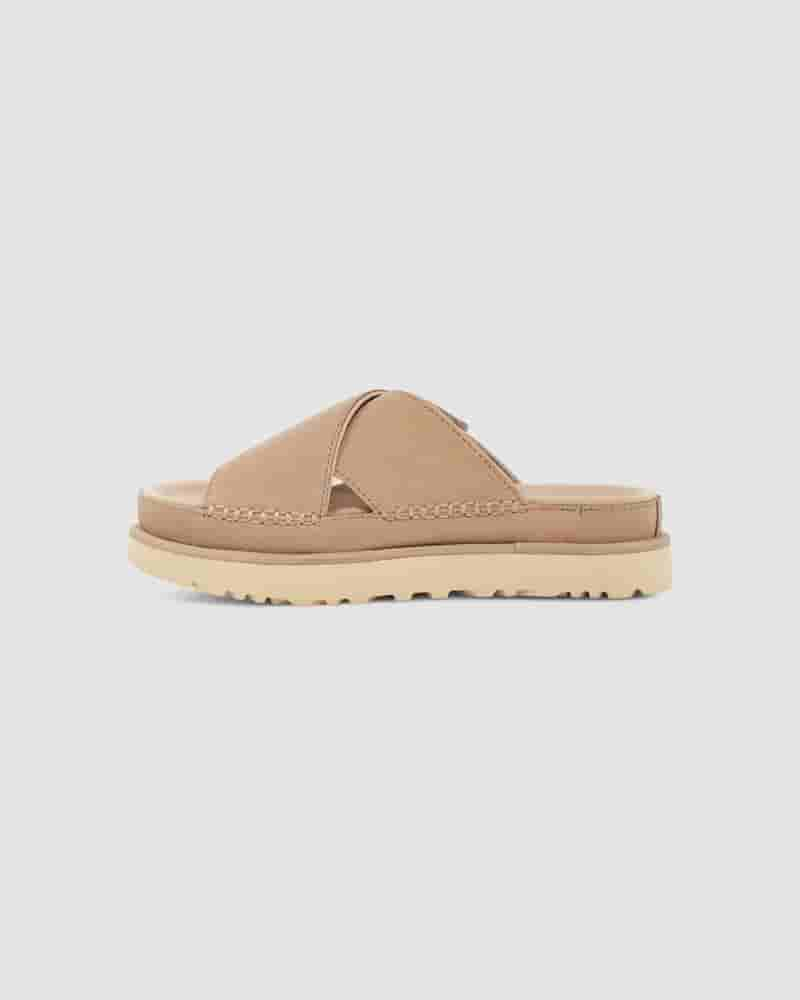 Sandalias UGG Goldenstar Cross Slide Mujer Marrones | COH8565A