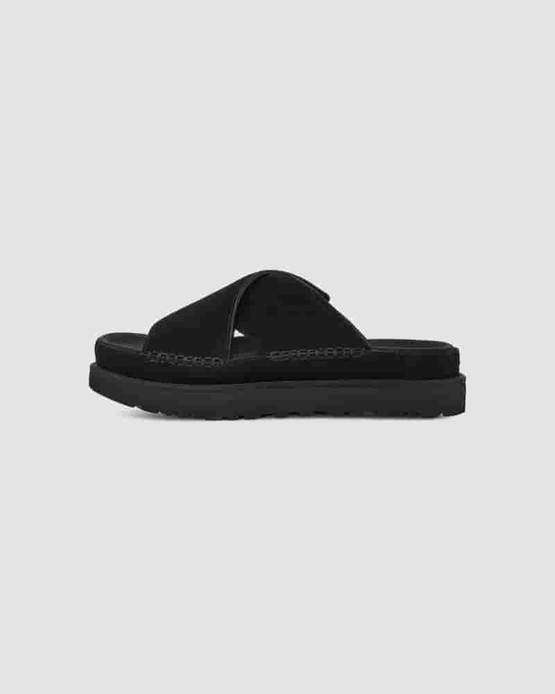 Sandalias UGG Goldenstar Cross Slide Mujer Negras | COG8566S