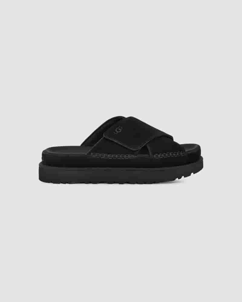 Sandalias UGG Goldenstar Cross Slide Mujer Negras | COG8566S