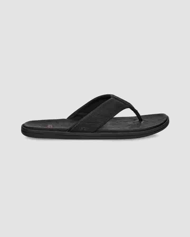 Sandalias UGG Seaside Leather Flip Flop Hombre Negras | COX8653Y